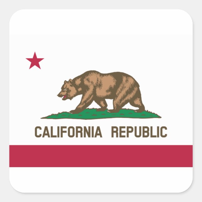 Sticker Carré Drapeau d'État de Californie (Devant)