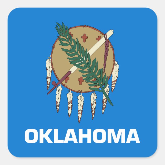 Sticker Carré Drapeau d'État de l'Oklahoma (Devant)