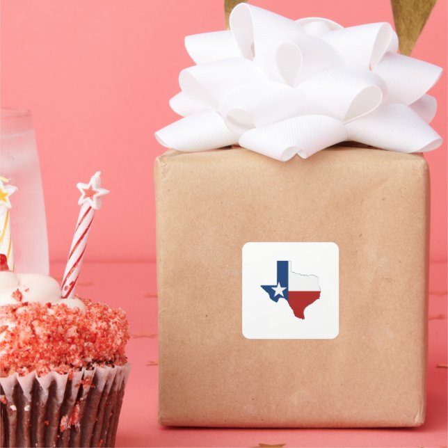 Sticker Carré Drapeau d'État en forme de Texas Rouge Blanc Bleu  (Fête)