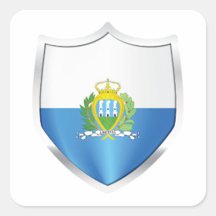 Sticker Carré Drapeau du Bouclier argenté de Saint-Marin