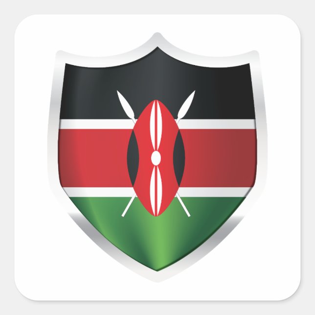Sticker Carré Drapeau du Bouclier d'argent du Kenya (Devant)