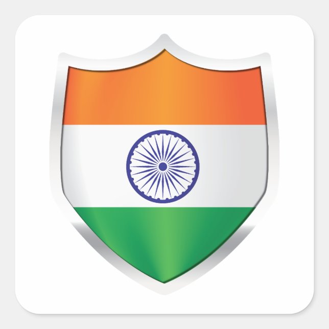 Sticker Carré Drapeau du Bouclier d'argent indien (Devant)