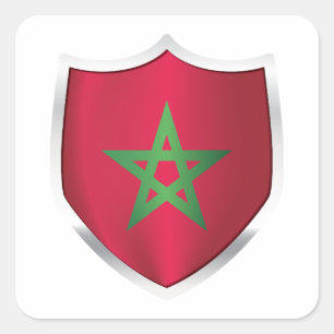 Sticker Carré Drapeau du Bouclier d'argent marocain