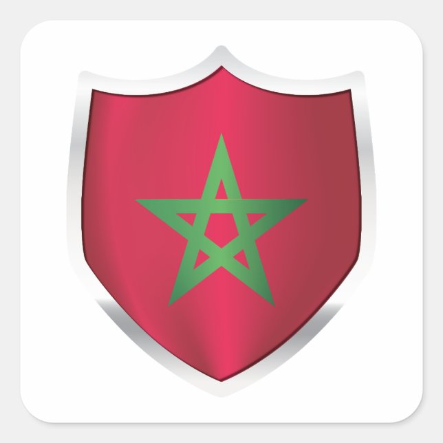 Sticker Carré Drapeau du Bouclier d'argent marocain (Devant)