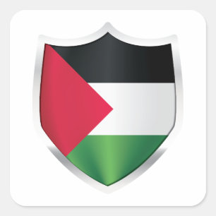 Sticker Carré Drapeau du Bouclier d'argent palestinien