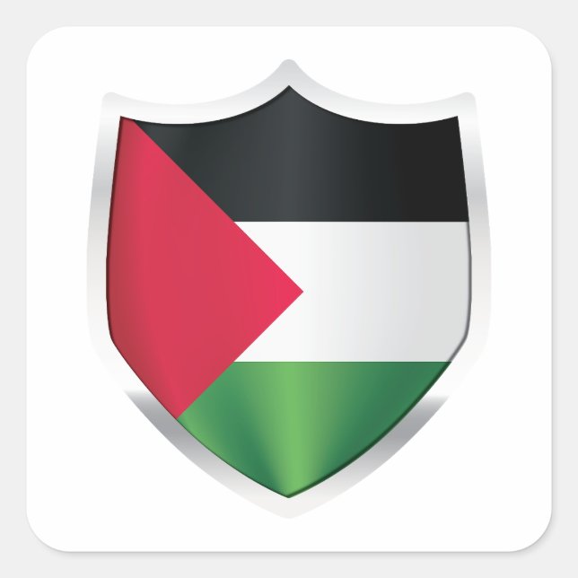 Sticker Carré Drapeau du Bouclier d'argent palestinien (Devant)