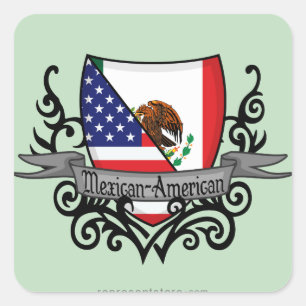 Sticker Carré Drapeau du Bouclier mexicain américain