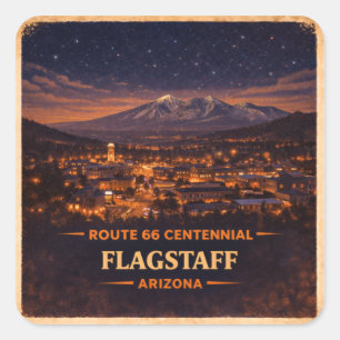 Sticker Carré Drapeau du centenaire de la route 66 Flagstaff Ari