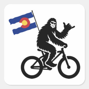 Sticker Carré Drapeau du Colorado à vélo Bigfoot