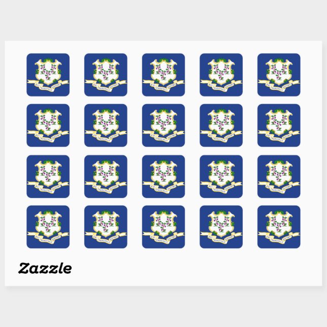 Sticker Carré Drapeau du Connecticut (Feuille)