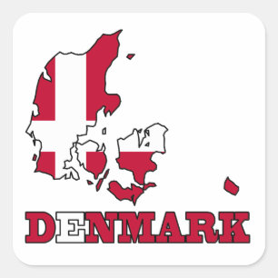 Sticker Carré Drapeau du Danemark dans la carte