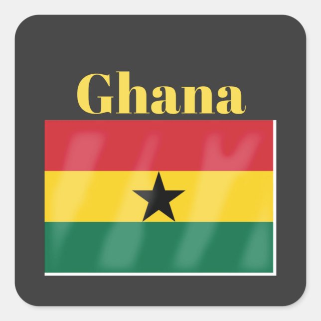 Sticker Carré Drapeau du Ghana (Devant)