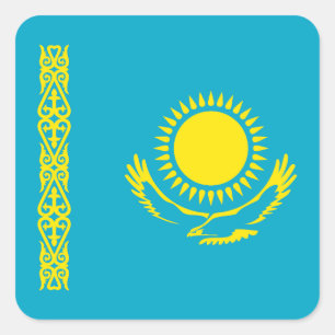 Sticker Carré Drapeau du Kazakhstan