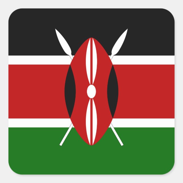 Sticker Carré Drapeau du Kenya (Devant)