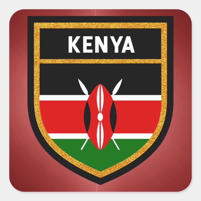 Sticker Carré Drapeau du Kenya (Devant)
