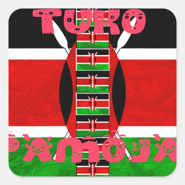 Sticker Carré Drapeau du Kenya : Tuko Pamoja - Design d'art de l (Devant)