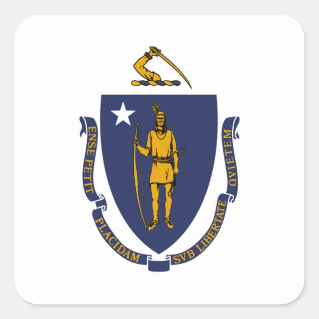 Sticker Carré Drapeau du Massachusetts (Devant)