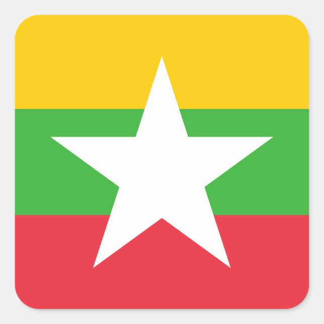 Sticker Carré Drapeau du Myanmar (Devant)