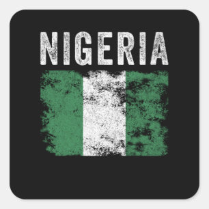 Sticker Carré Drapeau du Nigeria en détresse - Drapeau du Nigeri