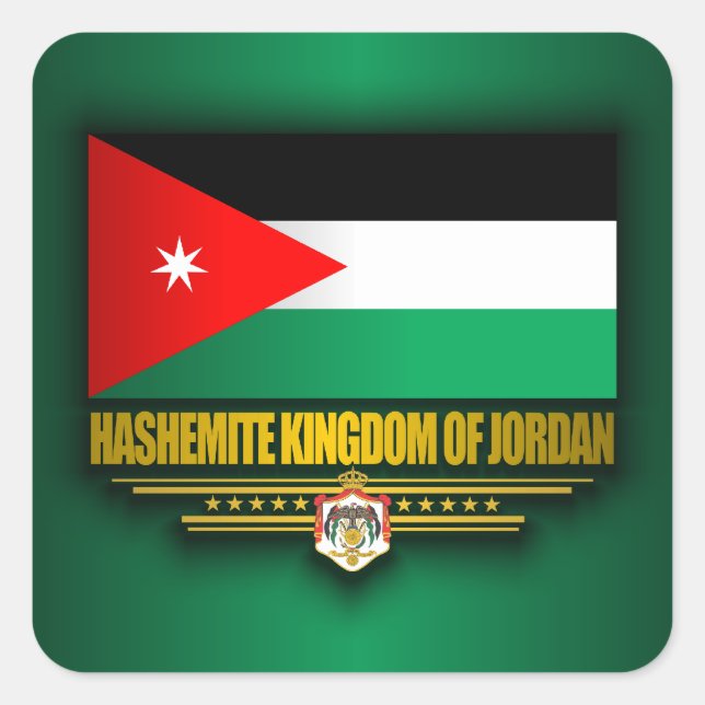 Sticker Carré Drapeau du Royaume de Jordanie (Devant)