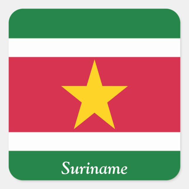 Sticker Carré Drapeau du Suriname (Devant)