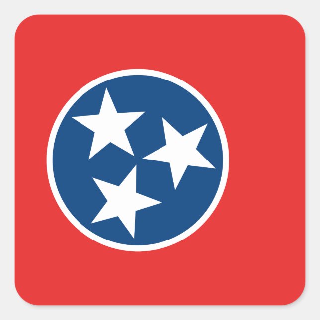 Sticker Carré Drapeau du Tennessee (Devant)