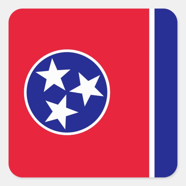 Sticker Carré Drapeau du Tennessee (Devant)