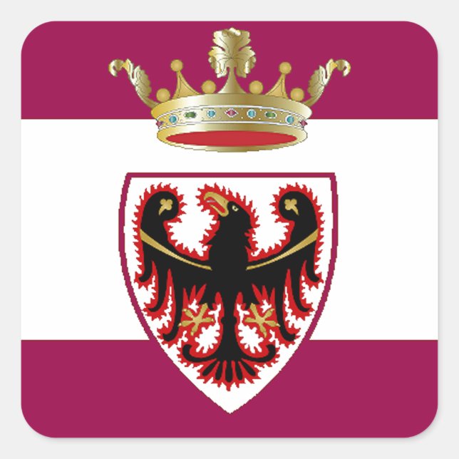 Sticker Carré Drapeau du Trentin (Italie) (Devant)