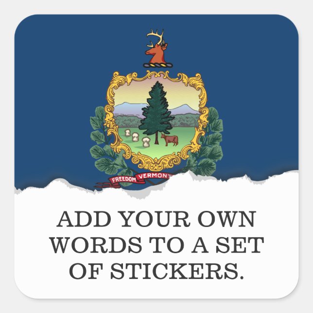 Sticker Carré Drapeau du Vermont (Devant)