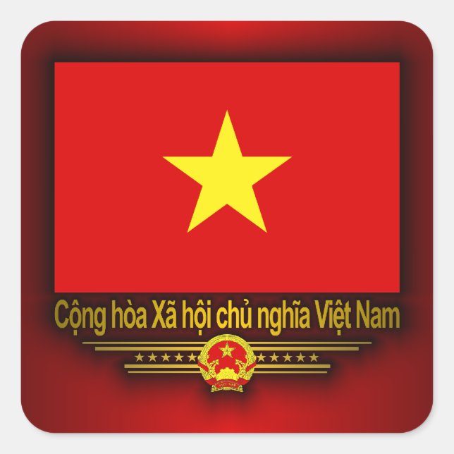 Sticker Carré Drapeau du Vietnam (Devant)