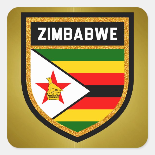 Sticker Carré Drapeau du Zimbabwe (Devant)