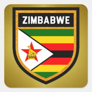 Sticker Carré Drapeau du Zimbabwe