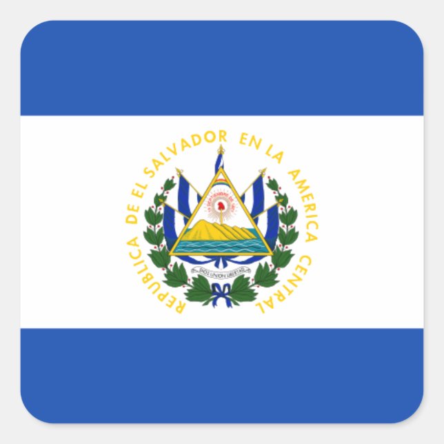 Sticker Carré Drapeau El Salvador - Bandera de El Salvador (Devant)