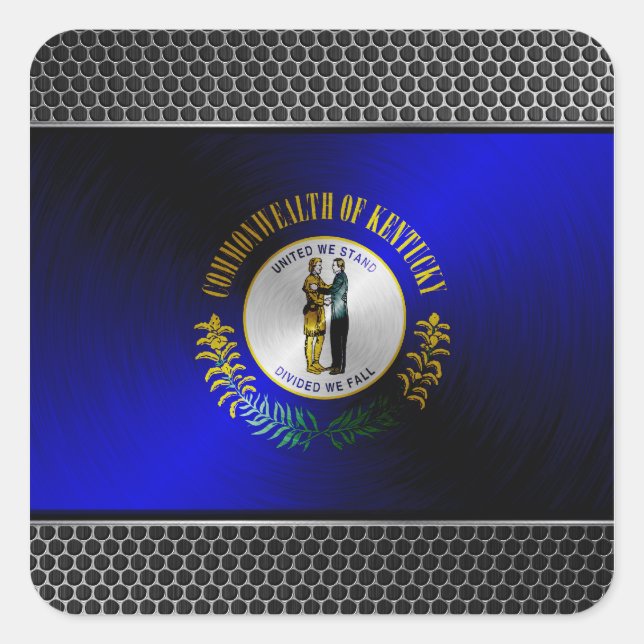 Sticker Carré Drapeau en métal brossé du Kentucky (Devant)