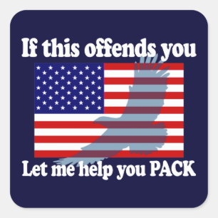 Sticker Carré Drapeau et Aigle Patriot - Drapeau USA