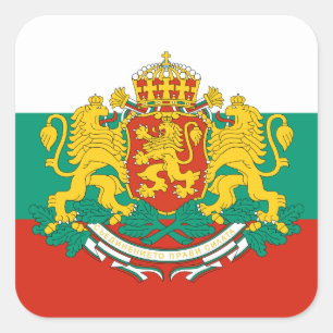 Sticker Carré Drapeau et armoiries de Bulgarie, Drapeau de Bulga