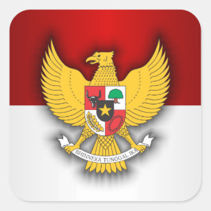 Sticker Carré Drapeau et emblème de l'Indonésie