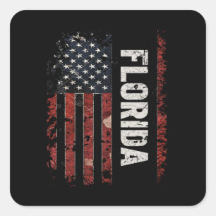Sticker Carré Drapeau Florida USA