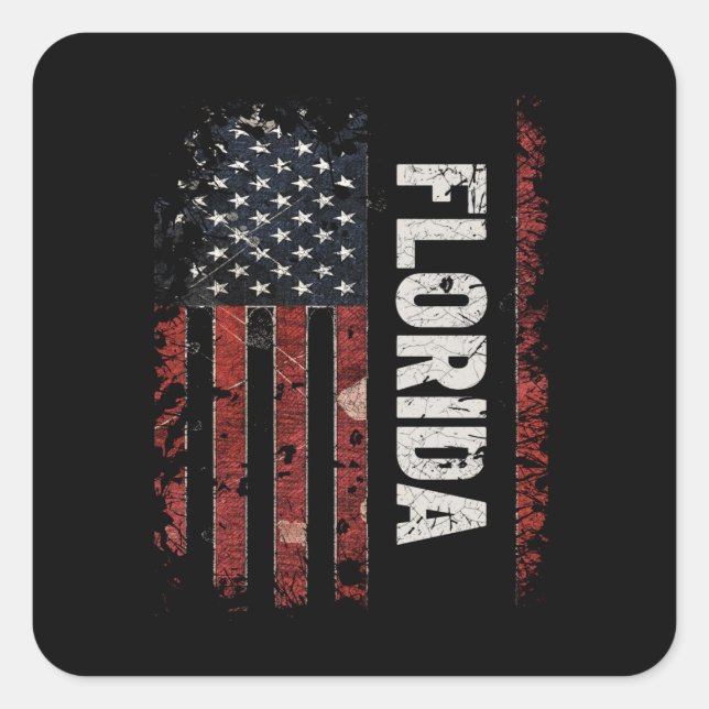 Sticker Carré Drapeau Florida USA (Devant)