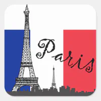 Autocollant Tour Eiffel carte de France tricolore – Souvenir Paris