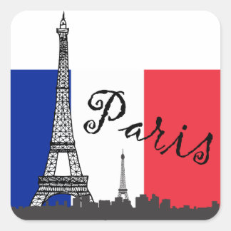 Sticker Carré Drapeau français et Tour Eiffel