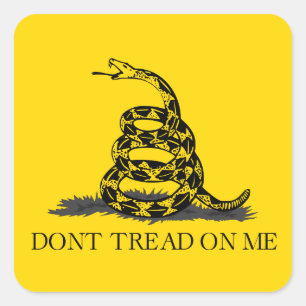Sticker Carré Drapeau Gadsden jaune classique Ne marchez pas sur