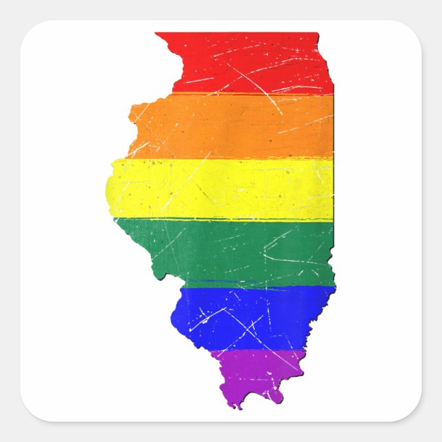 Sticker Carré Drapeau Gay pride de l'Illinois (Devant)