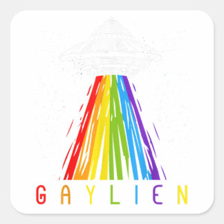 Sticker Carré Drapeau Gay pride Gaylien Shirt Alien Area 51 Gay 