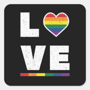 Sticker Carré Drapeau Gay pride LGBTQ Distressed Grunge Love