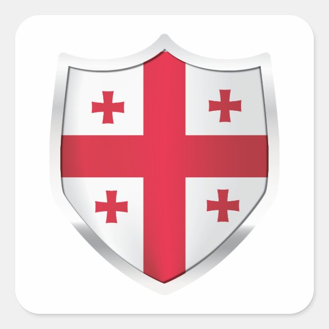 Sticker Carré Drapeau Georgia Silver Shield (Devant)
