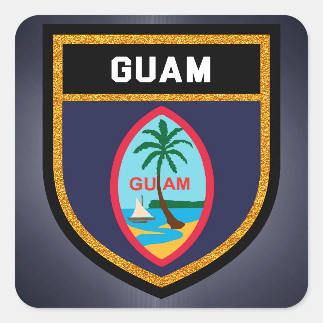 Sticker Carré Drapeau Guam (Devant)