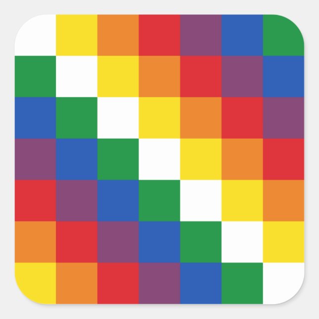 Sticker Carré Drapeau Huipala/Wipala. Qulla Suyu, une andine. Bo (Devant)