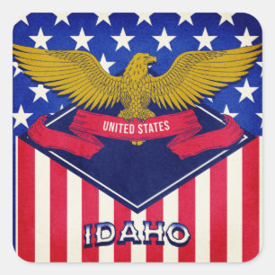 Sticker Carré Drapeau Idaho USA