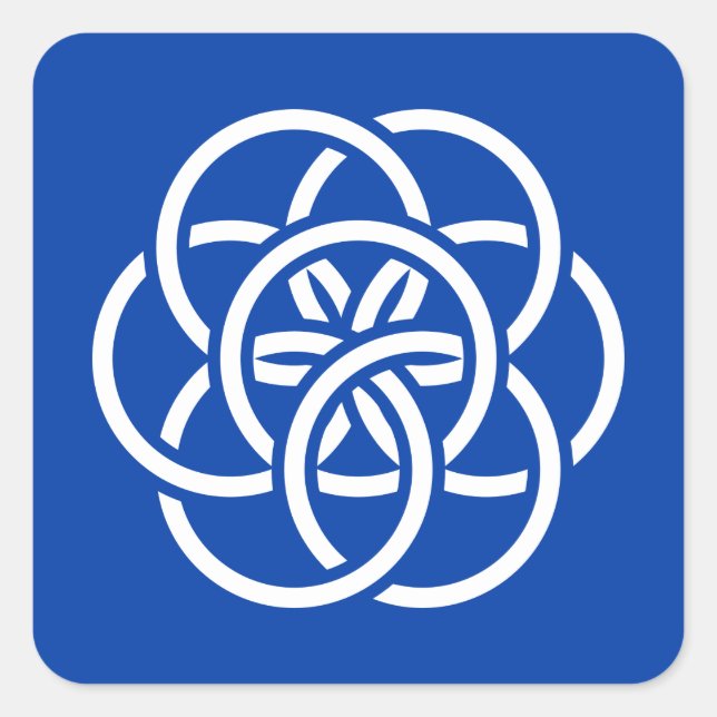 Sticker Carré Drapeau international de la planète Terre (Devant)